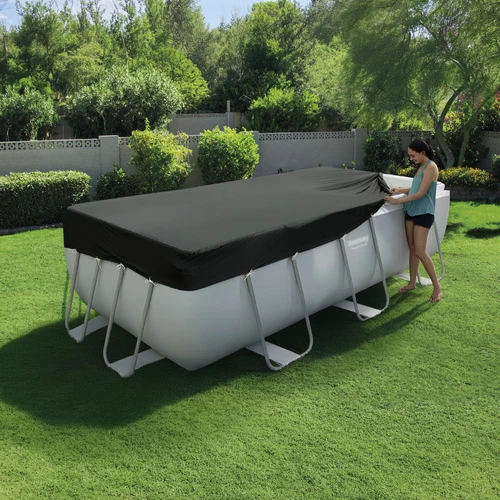 Bestway® PVC baseino uždangalas 396 x 185 cm, juodas, kvadratinis