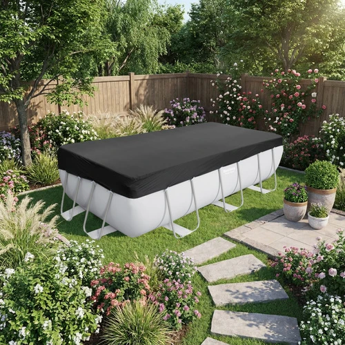 Bestway® PVC baseino uždangalas 396 x 185 cm, juodas, kvadratinis