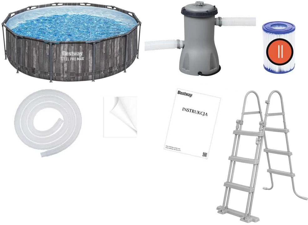 Rėminis baseinas 12FT 366x100 cm Plieninis Pro Max BESTWAY