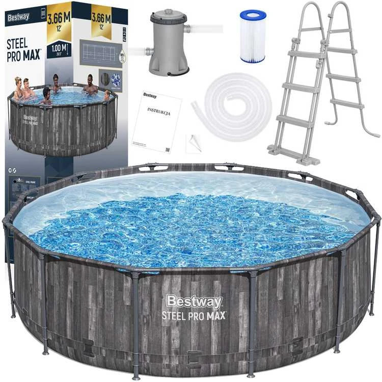 Rėminis baseinas 12FT 366x100 cm Plieninis Pro Max BESTWAY