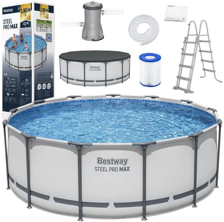 Rėminis baseinas 13 FT 396 x 122 cm plieno Pro Max BESTWAY