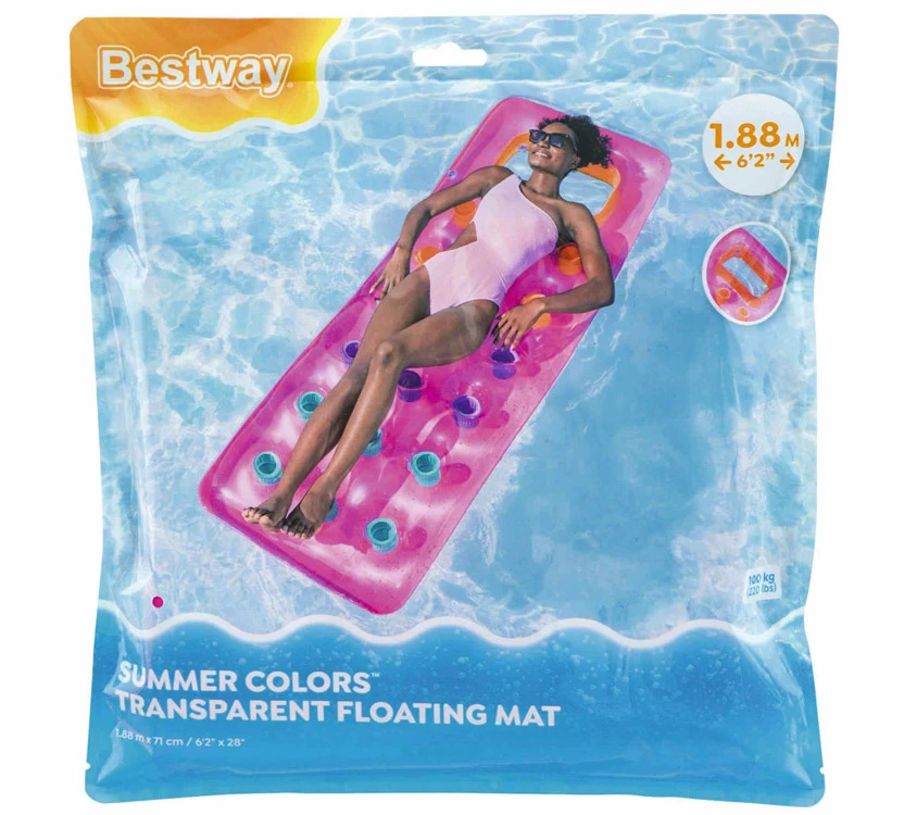 Bestway Pripučiamas plaukimo čiužinys su langeliu 1 asmeniui 188x71cm 43040
