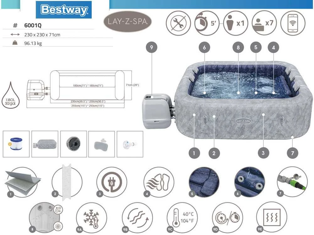 "Lay-Z-Spa San Francisco" SMART HydroJet PRO sūkurinė vonia BESTWAY