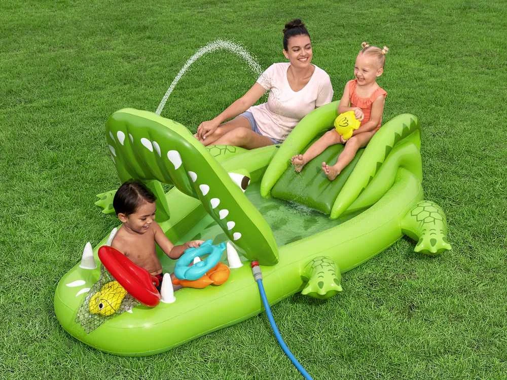 Bestway Vanduo žaidimų aikštelė KROKODILAS 234x163x87cm + Čiuožykla ir priedai 53169