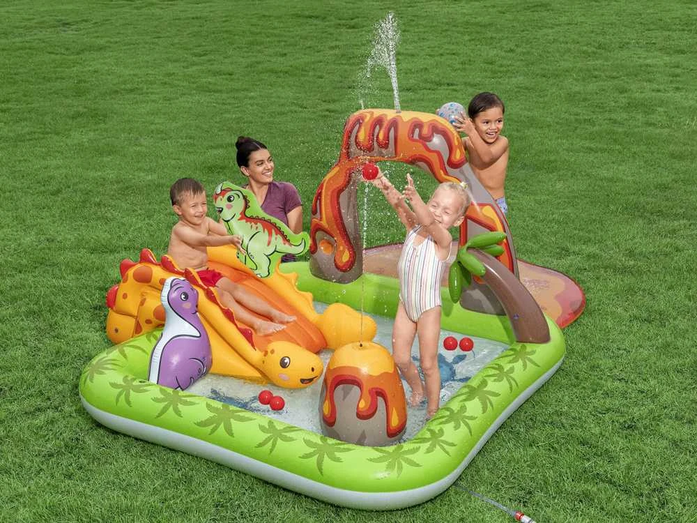Bestway Vanduo žaidimų aikštelė DINOZAURAI 262x188x102cm su čiuožykla ir priedais 53172