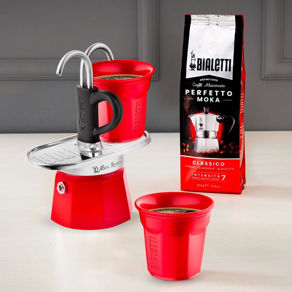 Bialetti Mini Express kavos virimo aparatas, raudonos spalvos, 2 puodeliai
