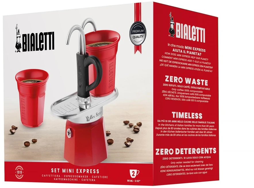 Bialetti Mini Express kavos virimo aparatas, raudonos spalvos, 2 puodeliai