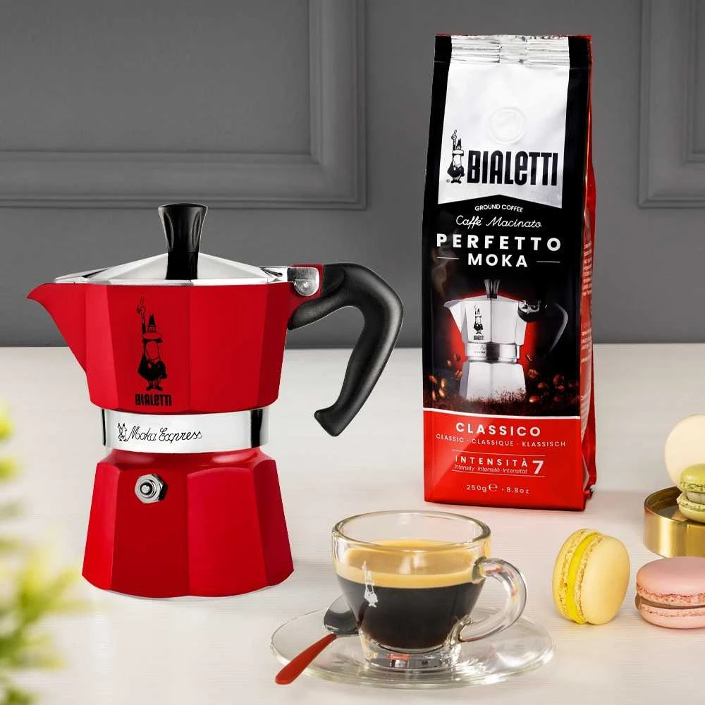 Moka puodas BIALETTI Moka Express (Netaikoma, raudona spalva)