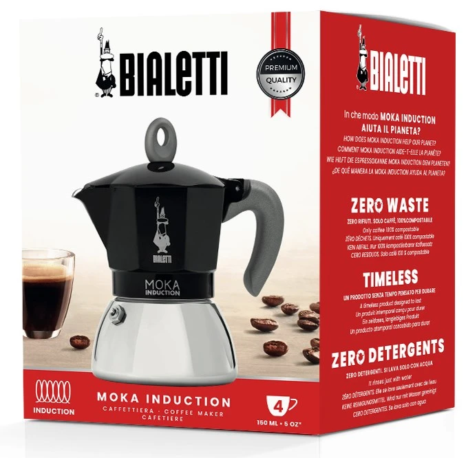 Moka kavinukas Bialetti Moka Induction Juodas 4 cups