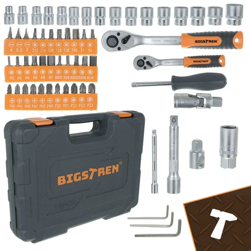 Zestaw „Bigstren“ įrankių rinkinys 72 dalių dėkle. Bigstren 26846