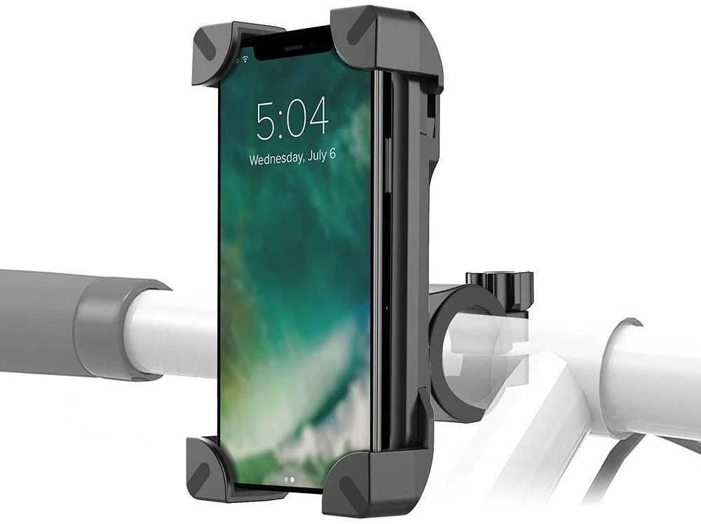 Bike holder for phone XQISIT NP for hadlebar (5 - 7,7") juodas