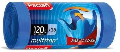 Šiukšlių maišai Paclan, 120l, 15 vnt., 25MK