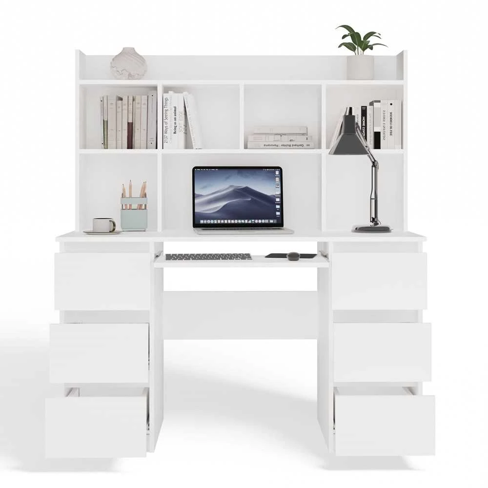 Top E Shop KUBA rašomojo stalo komplektas + prailginimo dalis, Baltas