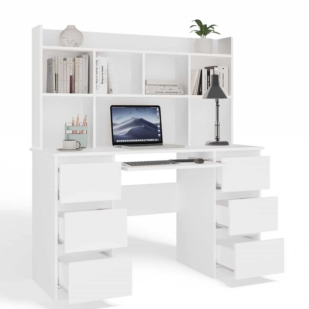 Top E Shop KUBA rašomojo stalo komplektas + prailginimo dalis, Baltas