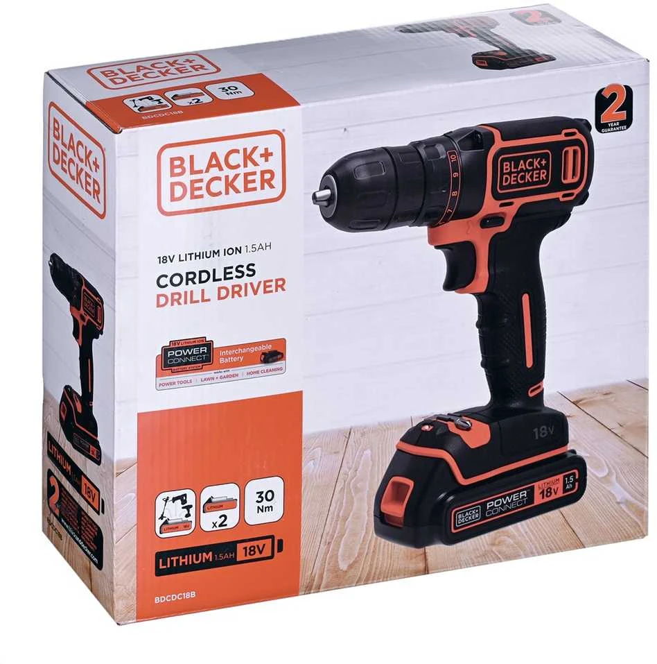 Black & Decker Juodas+DECKER WIERTARKO-suktuvas 18V 2x1.5Ah BDCDC18B