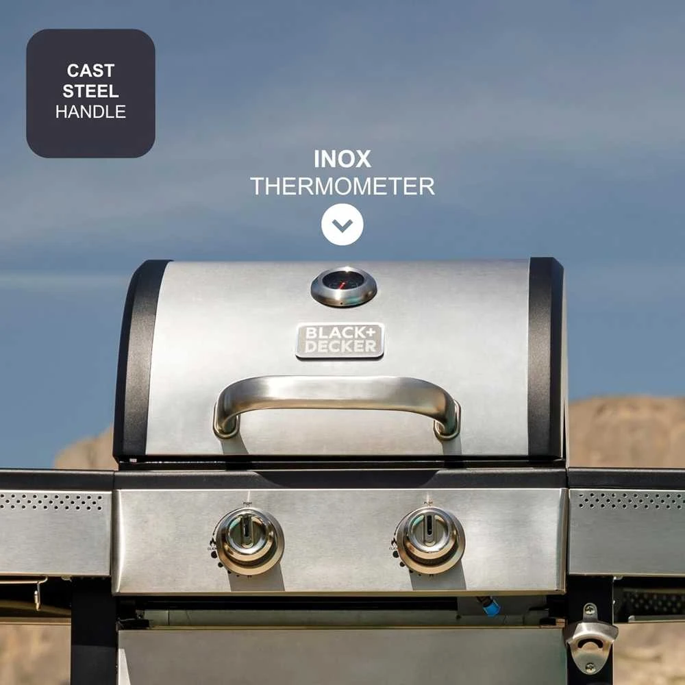 Black & Decker juodas+decker Juodas & Decker BXOG7200E gas grill, 2 burners x 3.6 kW