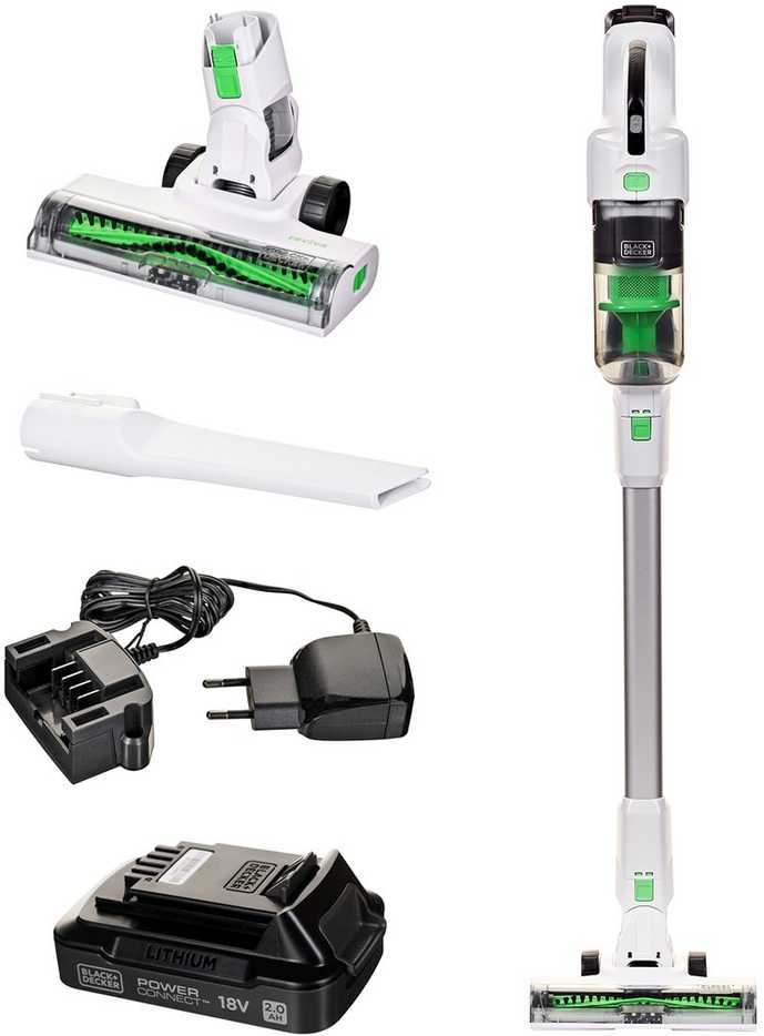 Black & Decker Juodas & Decker REVSV18D1 lazdinis dulkių siurblys/elektrinė šluota 2 viename lazdinis dulkių siurblys Baterija Sausas Bemaišis 0.5 L 36 W Žalias, Baltas 2 Ah