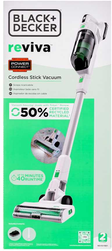Black & Decker Juodas & Decker REVSV18D1 lazdinis dulkių siurblys/elektrinė šluota 2 viename lazdinis dulkių siurblys Baterija Sausas Bemaišis 0.5 L 36 W Žalias, Baltas 2 Ah