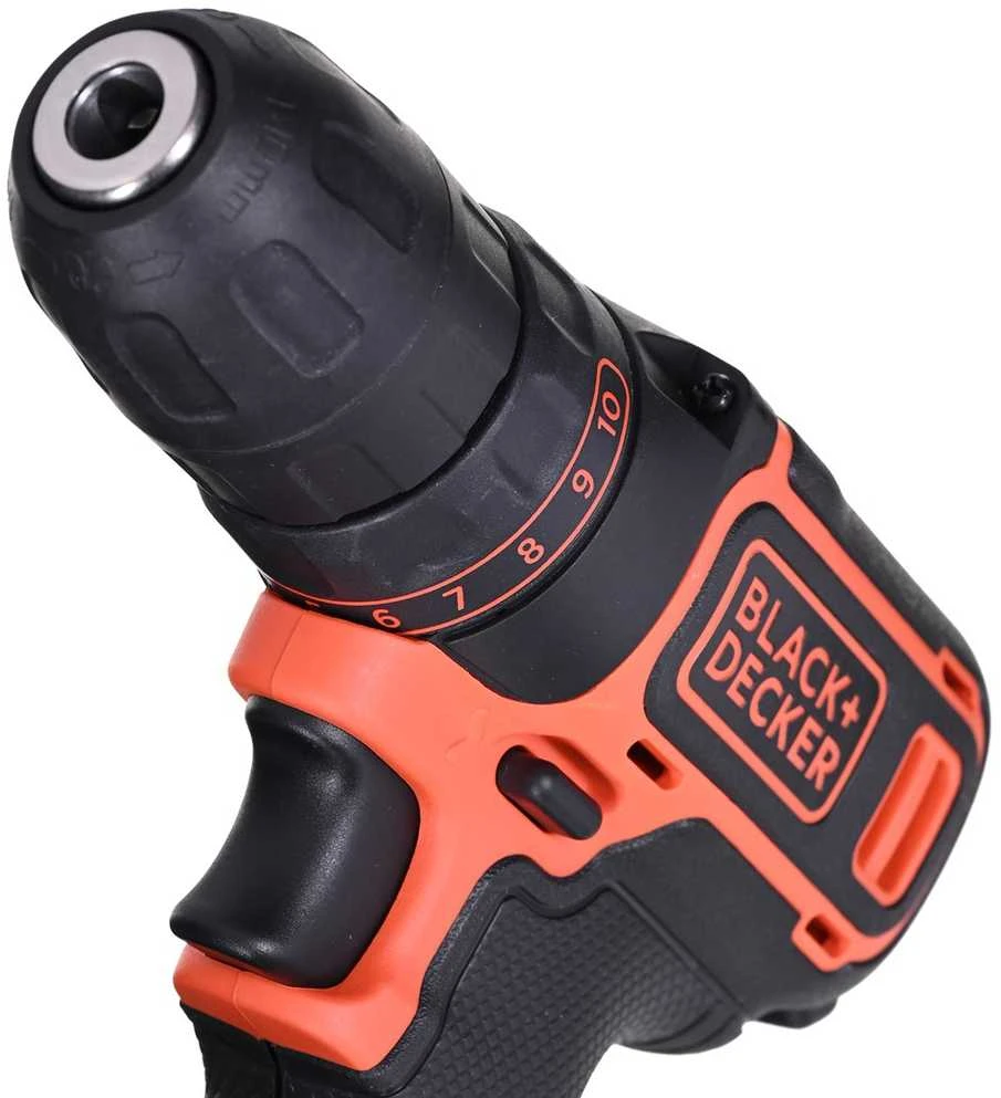 Akumuliatorinis gręžtuvas-suktuvas Black & Decker BDCDC18BAFC + 2x1.5Ah + antgalių rinkinys