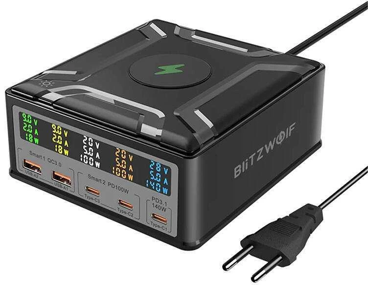 Sieninis įkroviklis Blitzwolf BW-S26 250W (juodas)
