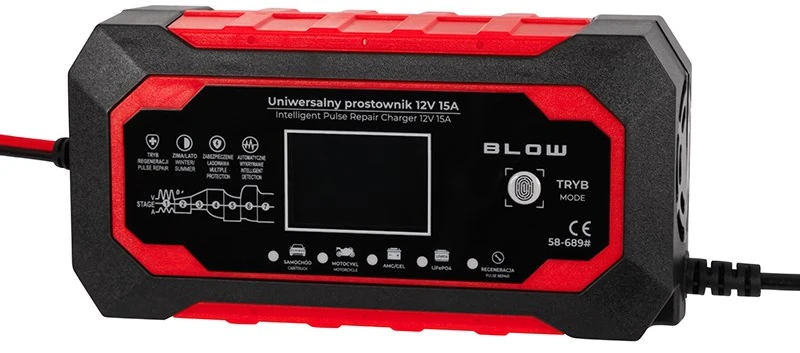 Blow 58-689# Automatinis lygintuvas 12V/15A LiFePO4 su pūtimo funkcija