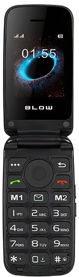 BLOW Juodas telefonas senjorams su atvartu S24
