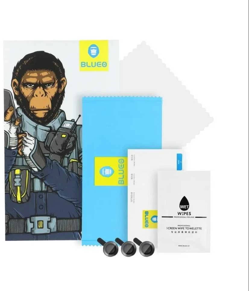 5D Mr. Monkey Armor fotoaparato stiklas – iPhone 11/12/12 mini melyna