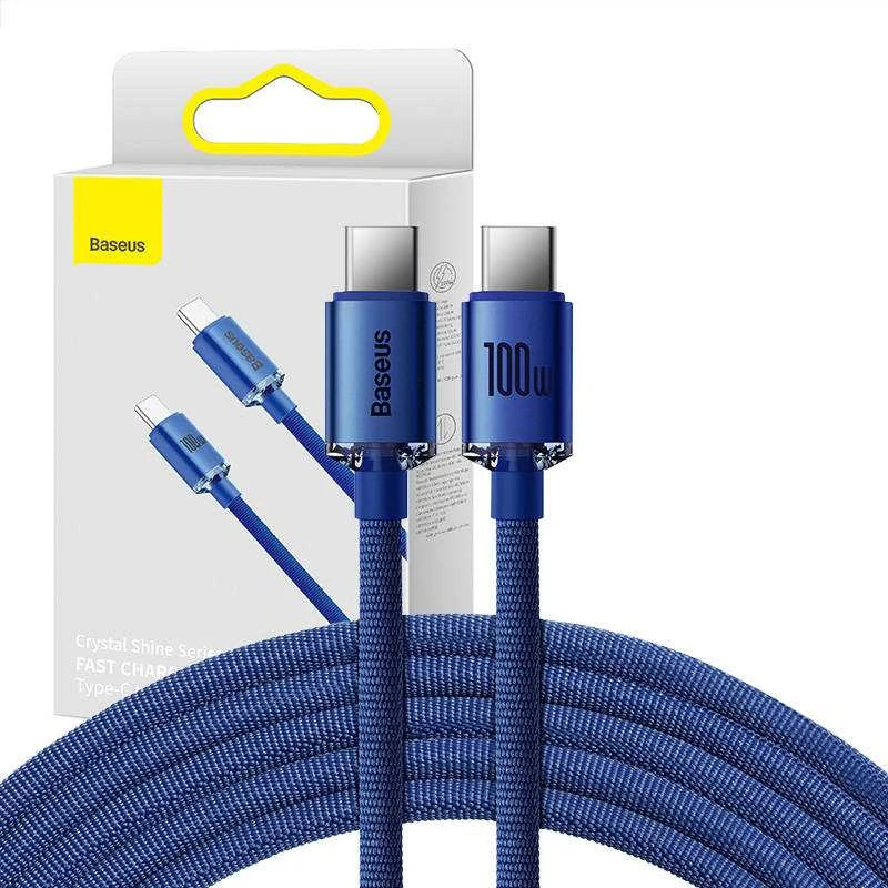 Baseus Crystal Shine kabelis USB-C - USB-C 100W 1.2m mėlynas