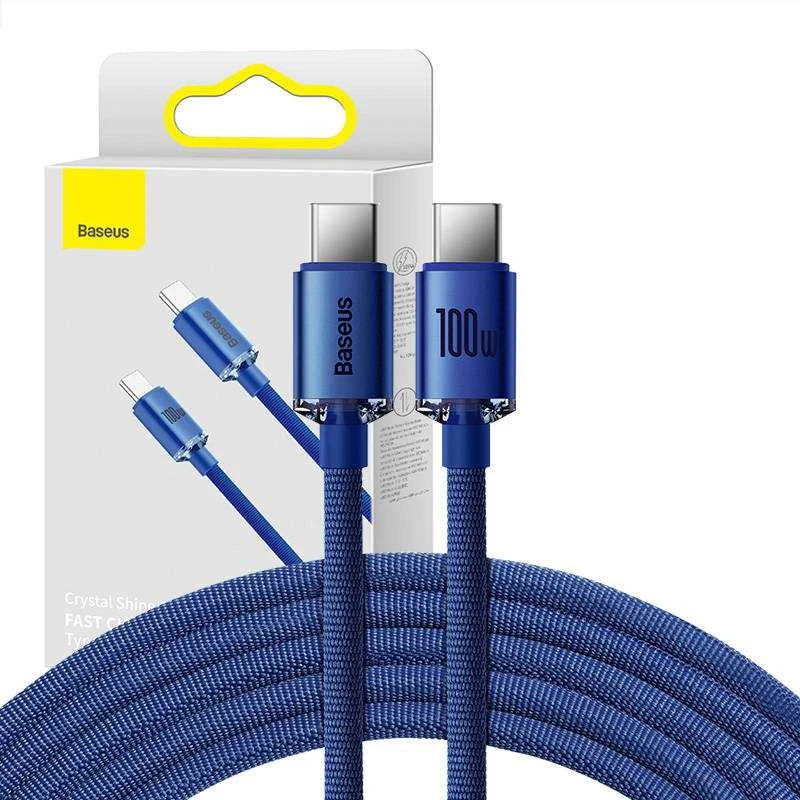 Baseus Crystal Shine kabelis USB-C - USB-C 100W 2m mėlynas