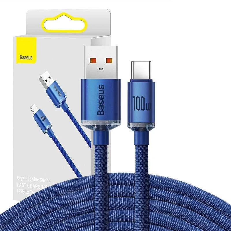 Baseus Crystal Shine kabelis USB - USB-C 100W 2m mėlynas