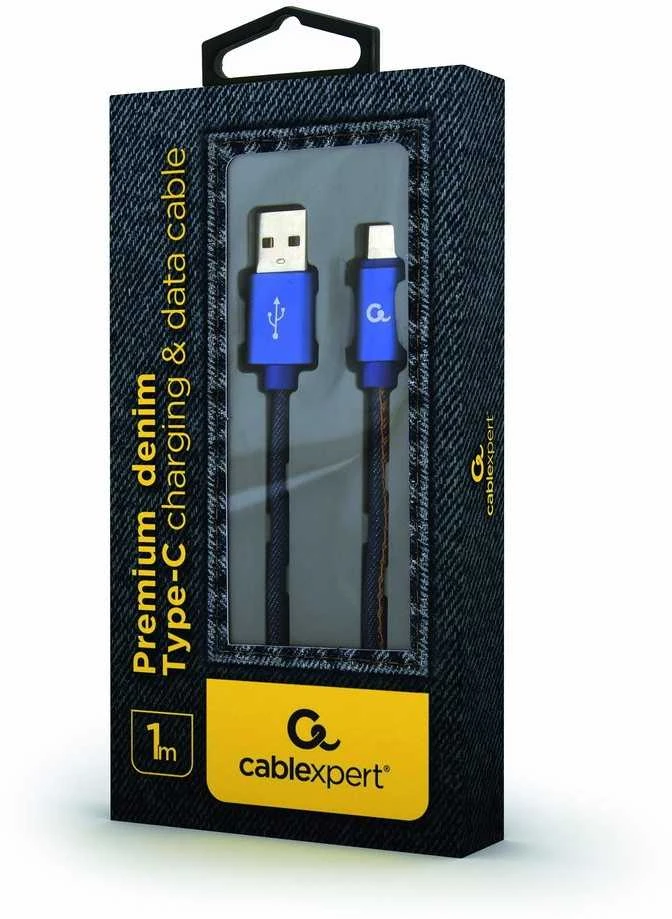 GEMBIRD CC-USB2J-AMCM-1M-BL Gembird Premium džinsai (džinsiniai) Type-C USB laidas su metalinėmis jungtimis, 1m, mėlynas