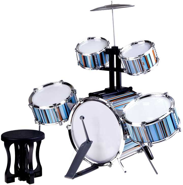 Jokomisiada Children's drum set 5 drums + stool included - mėlynas design IN0182