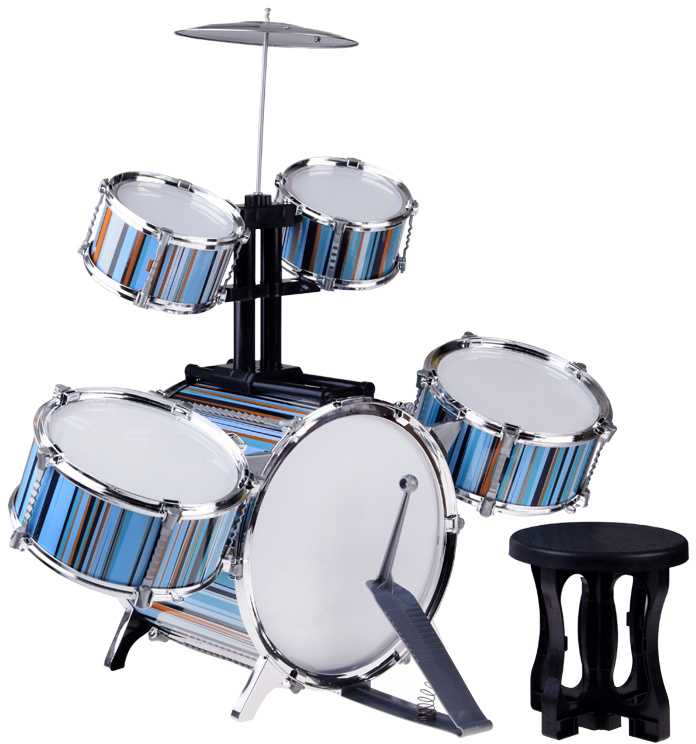 Jokomisiada Children's drum set 5 drums + stool included - mėlynas design IN0182