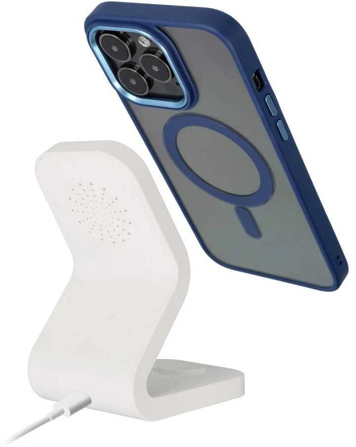 OEM dėklas, skirtas iPhone 14 PRO, spalvotas kraštas, MagSafe dėklas, mėlynas