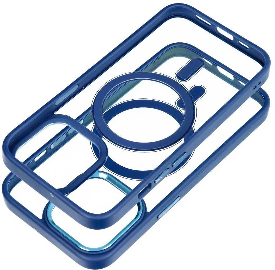 OEM dėklas, skirtas iPhone 13 PRO, spalvotas kraštas, MagSafe dėklas, mėlynas