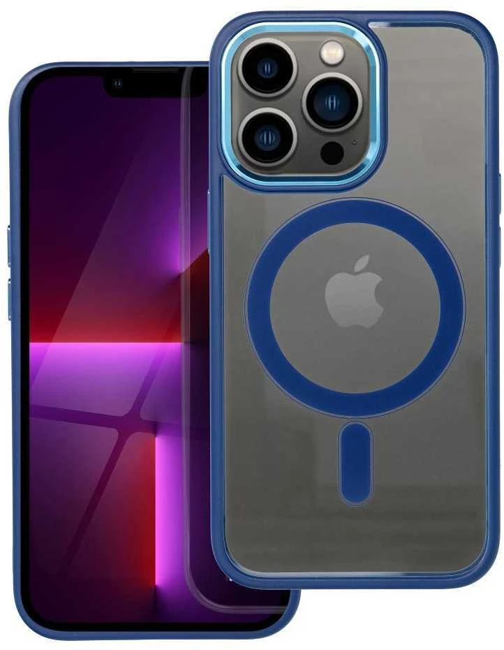 OEM dėklas, skirtas iPhone 13 PRO, spalvotas kraštas, MagSafe dėklas, mėlynas
