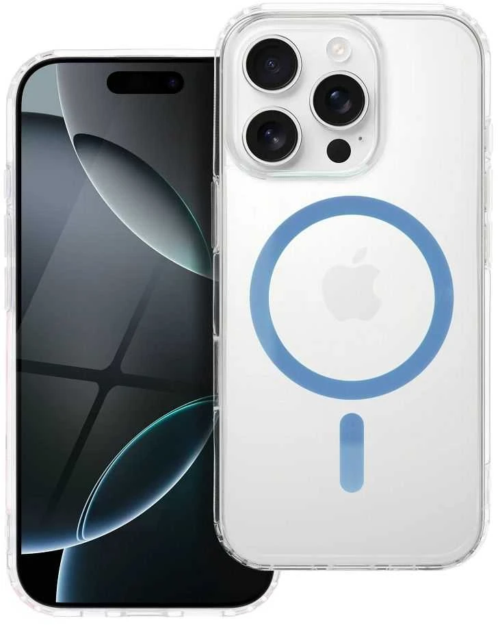 OEM dėklas, skirtas iPhone 17 Pro / 18 Pro (žemas kameros kraštas), „Drop Glue“ spalvotas žiedinis MagSafe dėklas, šviesus mėlynas
