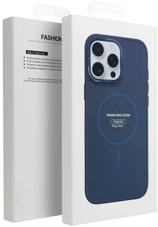 OEM dėklas, skirtas iPhone 12 MINI, su „Frame Mag Cover“, suderinamas su „MagSafe“, tamsiai mėlynas