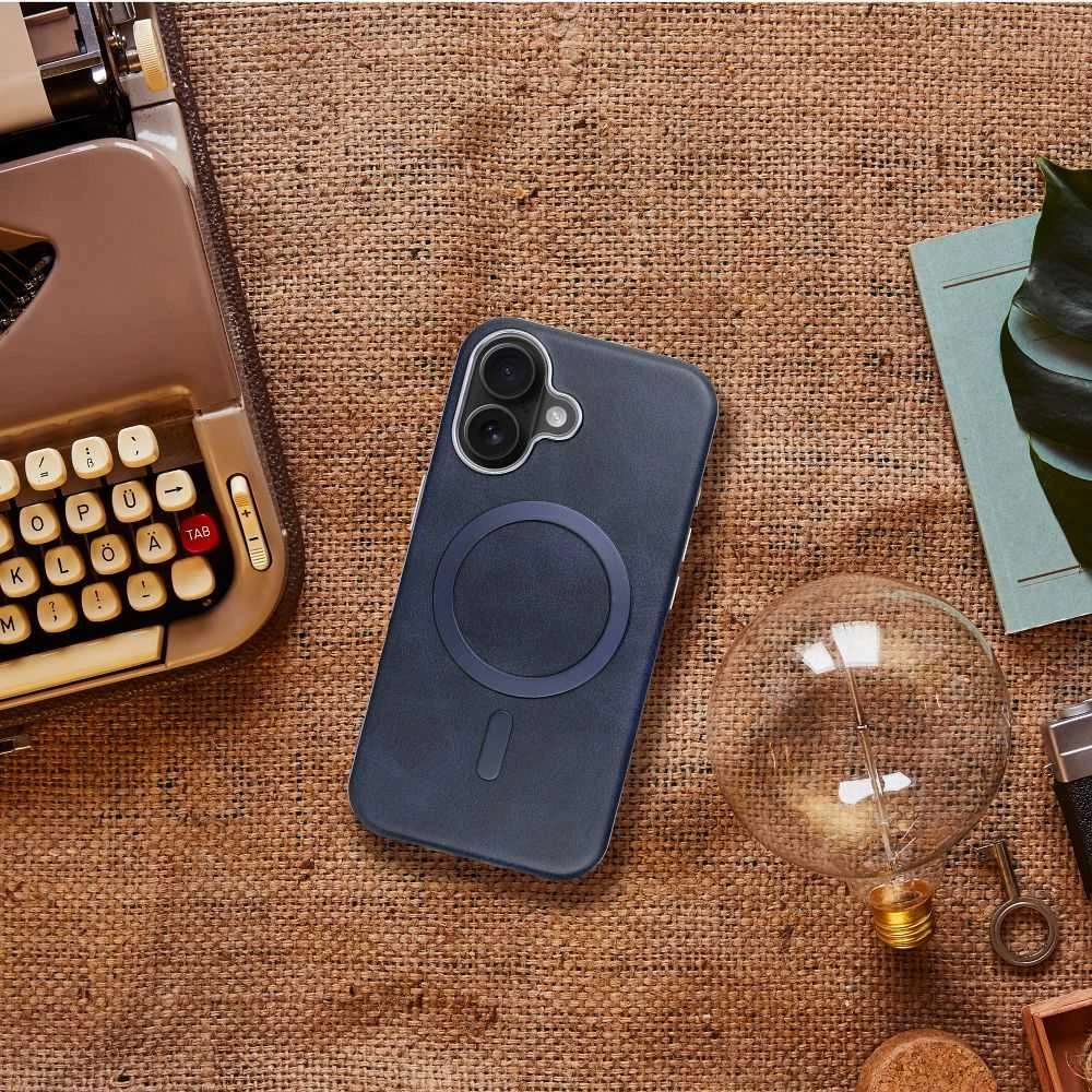 Oem GENTLEMAN MAG COVER dėklas suderinamas su MagSafe skirtas Apple iPhone 16 Pro mėlynos spalvos