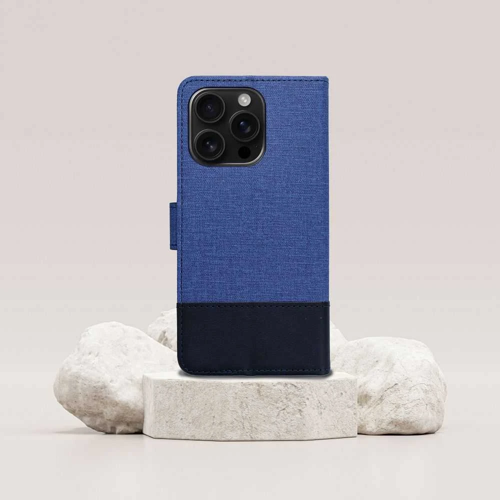 OEM atverčiamas dėklas iPhone 16 PLUS Gomma Book mėlynas
