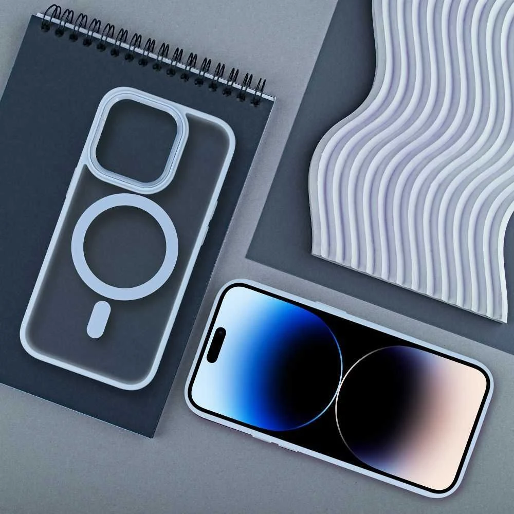 OEM dėklas, skirtas „iPhone 16 PRO MAX“ matiniam „Mag“ dėklui, suderinamas su „MagSafe“ mėlynas