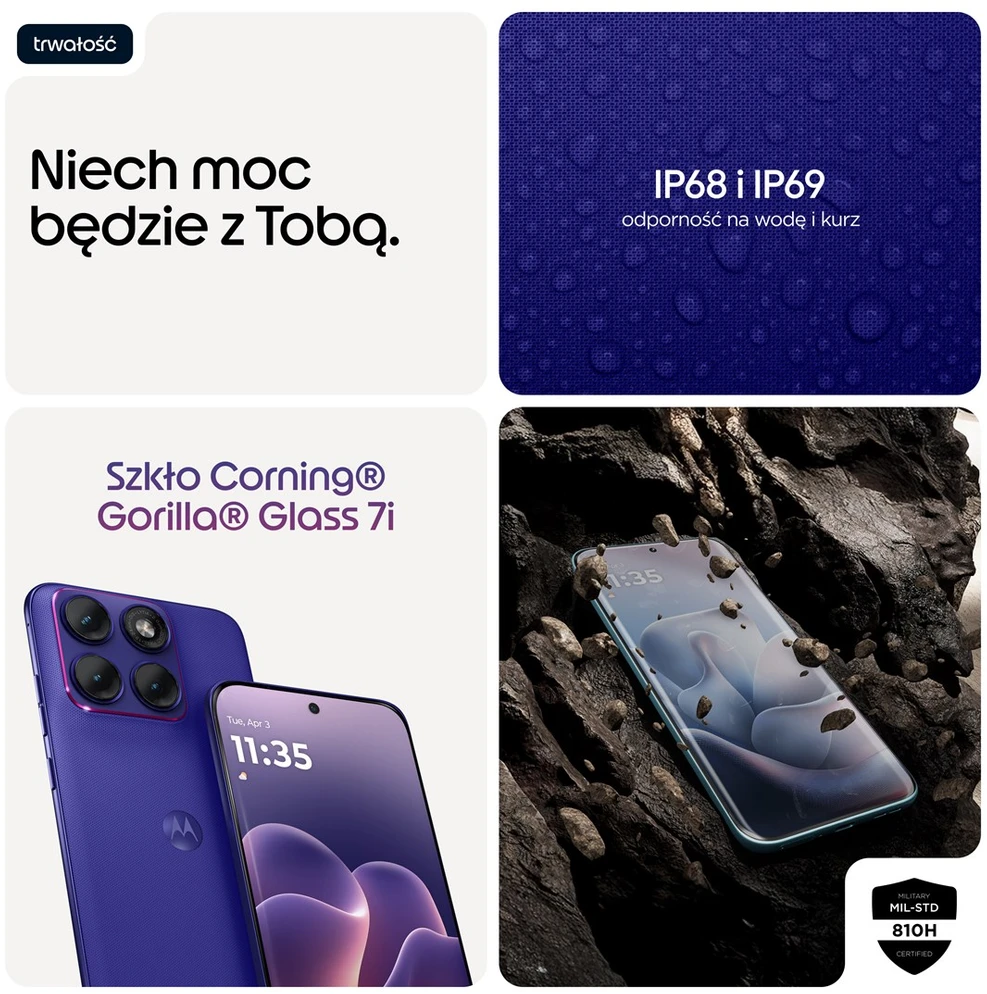 „Motorola edge 70 fusion“ 17,2 cm (6,78 colio) dviejų SIM kortelių „Android 16.0“ 5G USB C tipo 12 GB 256 GB 7000 mAh violetinis