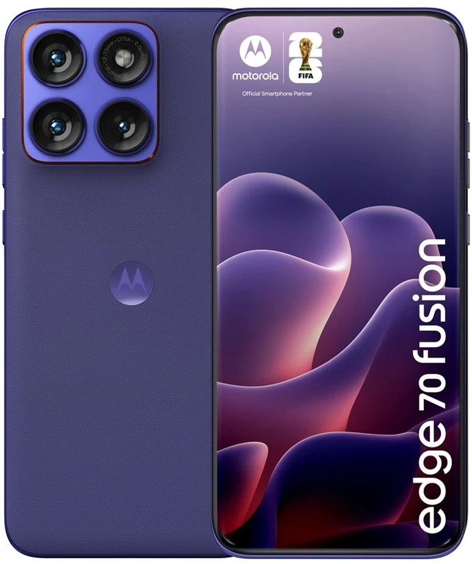 „Motorola edge 70 fusion“ 17,2 cm (6,78 colio) dviejų SIM kortelių „Android 16.0“ 5G USB C tipo 12 GB 256 GB 7000 mAh violetinis