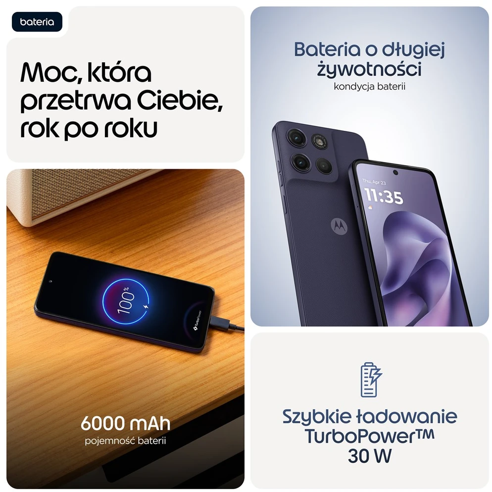 Motorola moto g17 power 17,1 cm (6,72") Hibridinis dviejų SIM kortelių „Android“ 15, USB C tipo 8 GB 256 GB 6000 mAh Violetinė