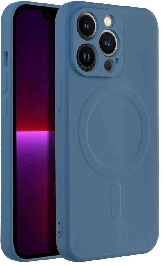 OEM dėklas, skirtas „iPhone 13 PRO“ silikoniniam „Mag“ dėklui, suderinamas su „MagSafe“ (fotoaparato apsauga) mėlynas