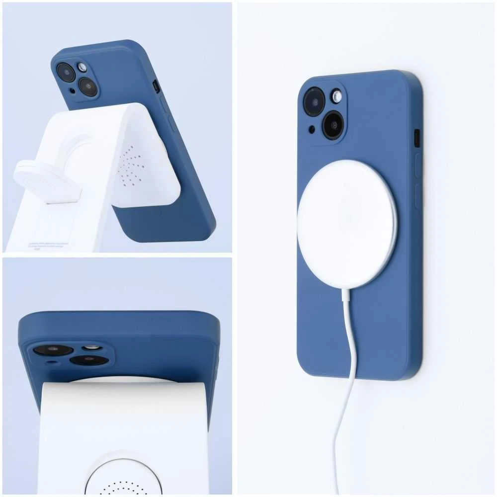 OEM dėklas, skirtas „iPhone 13 PRO MAX“ silikoniniam „Mag“ dėklui, suderinamas su „MagSafe“ (fotoaparato apsauga) mėlynas