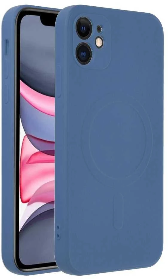 OEM dėklas, skirtas „iPhone 11“ silikoniniam „Mag“ dėklui, suderinamas su „MagSafe“ (fotoaparato apsauga) mėlynas
