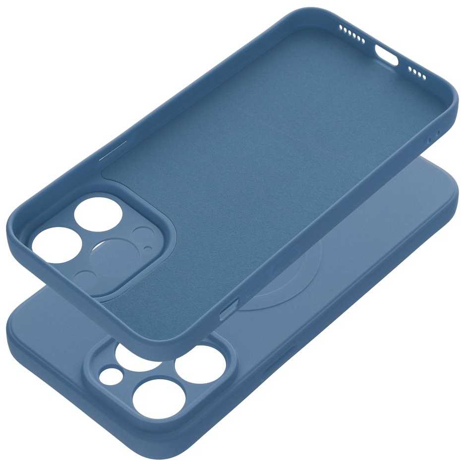 OEM dėklas, skirtas „iPhone 14 PRO MAX“ silikoniniam „Mag“ dėklui, suderinamas su „MagSafe“ (fotoaparato apsauga) mėlynas