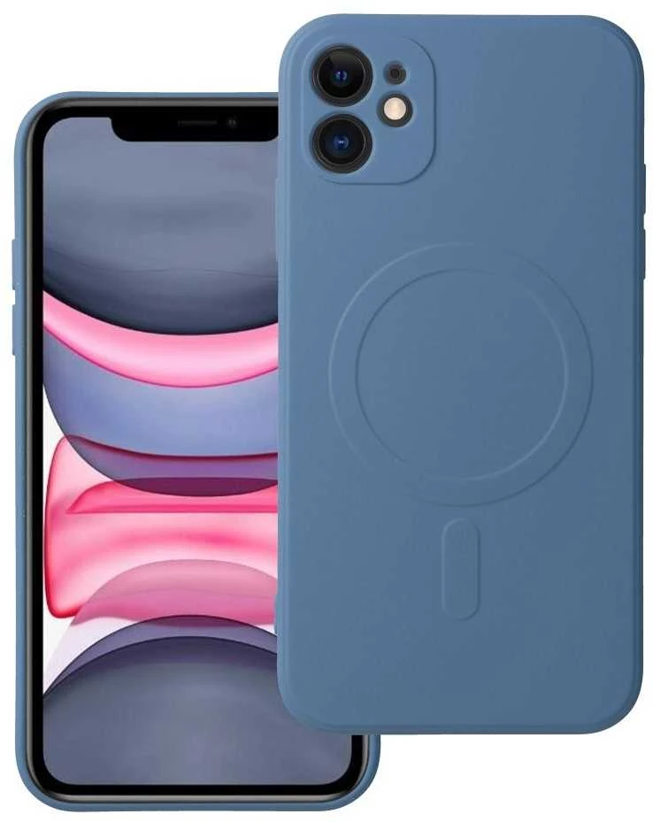 OEM dėklas, skirtas „iPhone 11“ silikoniniam „Mag“ dėklui, suderinamas su „MagSafe“ (fotoaparato apsauga) mėlynas