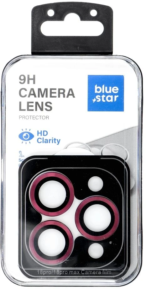 Blue Star „Camera Lens Protector“ mėlynas STAR, lengvai montuojamas, skirtas IPHONE 18 PRO / 18 PRO MAX, tamsiai vyšninės spalvos